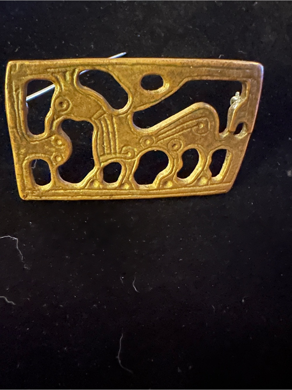Gold Tone Abstract Cutout Rectangular from Metropolitan Museum of Art Brooch